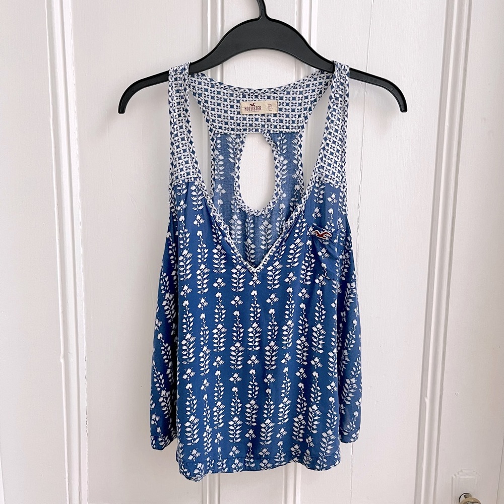 Hollister Co. Blue and White Tank Top
